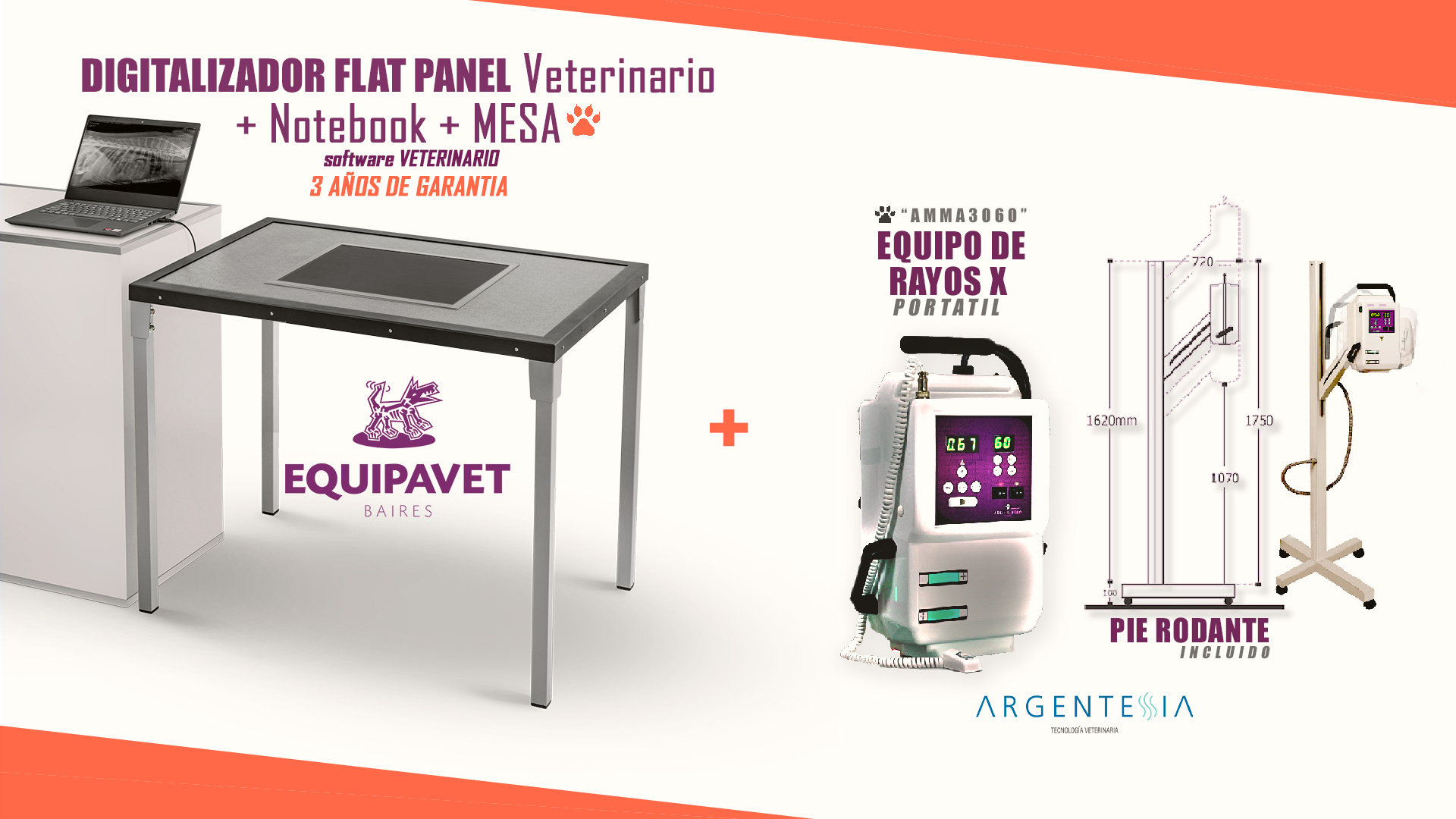 Foto Digitalizador Flat Panel con Notebook y Mesa + Equipo de RX portatil